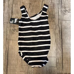 NWT City Streets Baby Girls One-Piece Swimsuit 18M Black White Stripe Ruffle